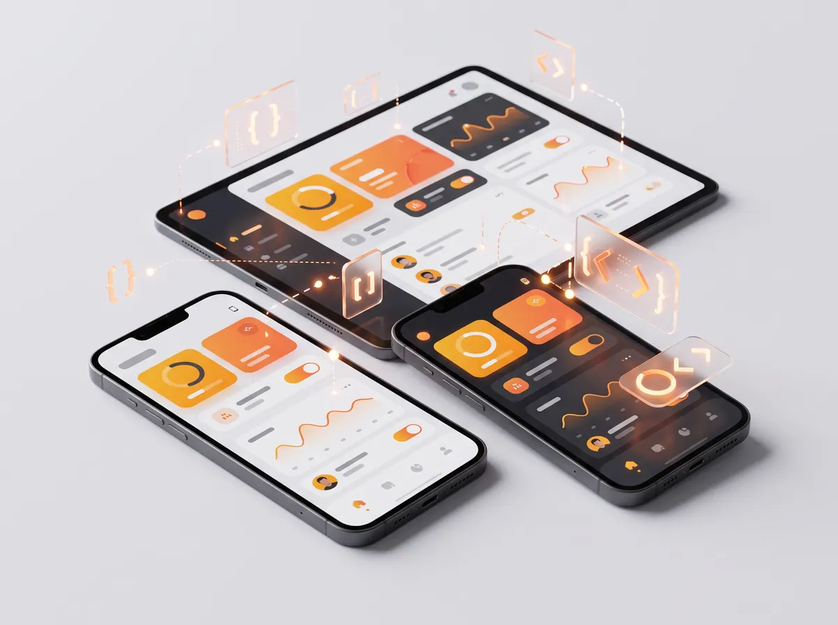 Uygulama panosu gösteren iki telefon ve bir tablet